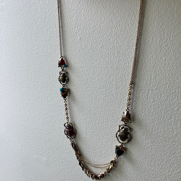 Oscar de la Renta Scarab Necklace Egyptian Semi Precious Vintage - Picture 8 of 12
